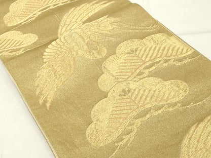 平和屋着物◎六通柄袋帯 飛鶴松文 金糸 正絹 逸品 DABE7844cd