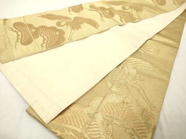 平和屋着物◎六通柄袋帯 飛鶴松文 金糸 正絹 逸品 DABE7844cd