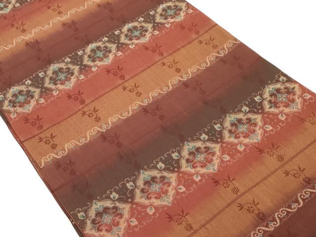 平和屋着物◎全通柄袋帯 横段花文 金糸 正絹 逸品 DABE7861cd