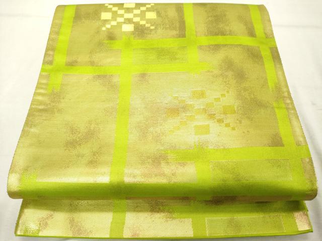 平和屋着物◎六通柄袋帯 抽象文様 金糸 正絹 逸品 DABE7862cd