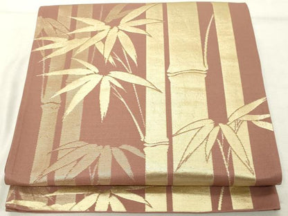 平和屋着物◎六通柄袋帯 笹竹文 金糸 正絹 逸品 DABE7864cd