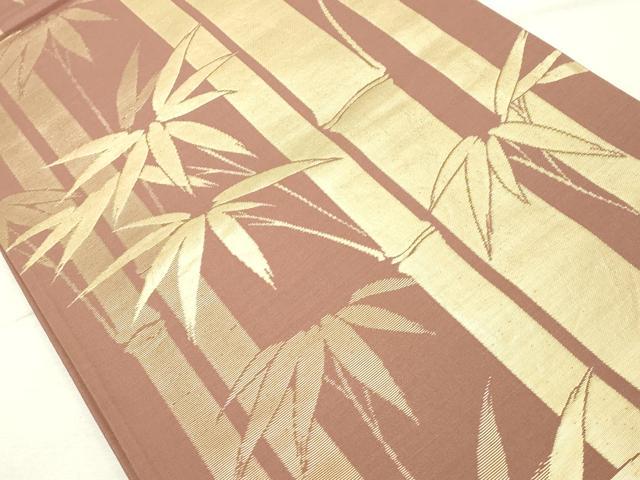 平和屋着物◎六通柄袋帯 笹竹文 金糸 正絹 逸品 DABE7864cd