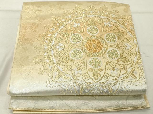 平和屋着物◎六通柄袋帯 正倉院花文 金銀糸 正絹 逸品 DABE7867cd