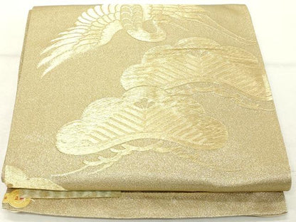 平和屋着物◎佐賀錦 西陣 六通柄袋帯 飛鶴松文 金糸 証紙付き 正絹 逸品 DABE7869cd