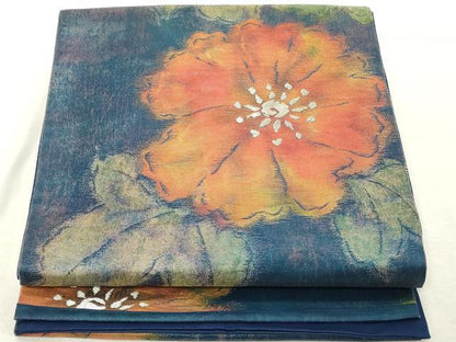 平和屋着物◎六通柄袋帯 草花文 金糸 引箔 正絹 逸品 DABE7875cd