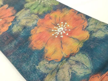 平和屋着物◎六通柄袋帯 草花文 金糸 引箔 正絹 逸品 DABE7875cd