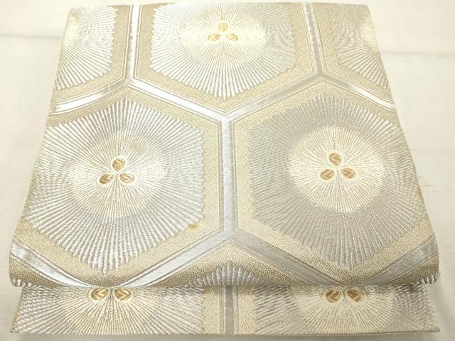 平和屋着物◎西陣 服部織物謹製 六通柄袋帯 亀甲文 金銀糸 正絹 逸品 DABE7876cd