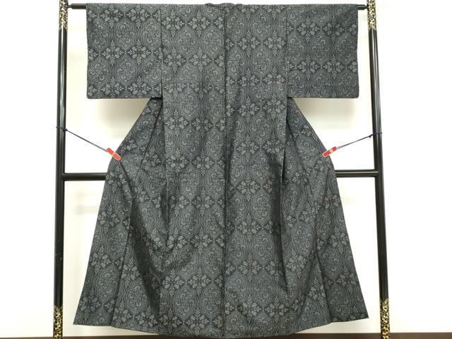 平和屋着物■本場大島紬 舞花文 反端付き 正絹 逸品 DABE7883cd