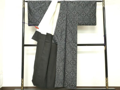 平和屋着物■本場大島紬 舞花文 反端付き 正絹 逸品 DABE7883cd