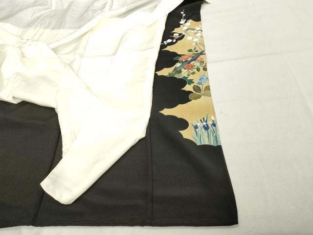 平和屋着物■豪華黒留袖 作家物 駒刺繍 孔雀花文 金彩 正絹 逸品 DABE7888cd