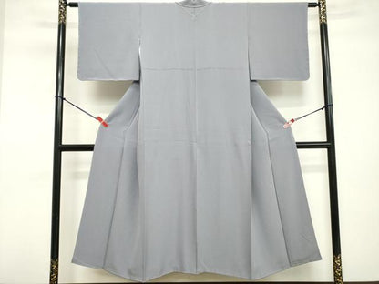 平和屋着物■上質な色無地　堅牢染　薄鼠色　反端付き　正絹　逸品　DABE7890cd