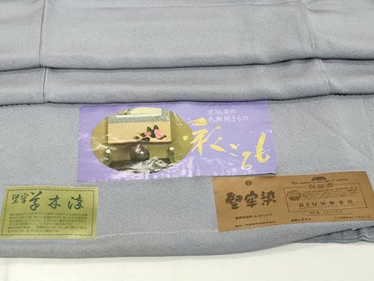 平和屋着物■上質な色無地　堅牢染　薄鼠色　反端付き　正絹　逸品　DABE7890cd