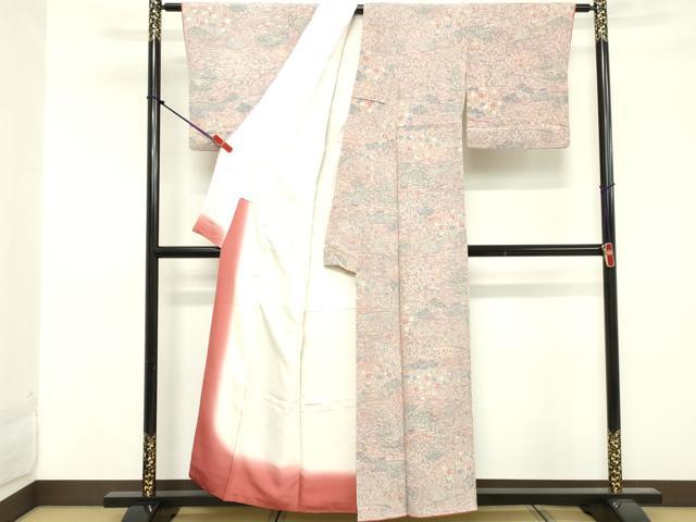 平和屋着物■上質な小紋 流水風景文 鬼しぼ縮緬 正絹 逸品 DABE7892cd
