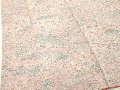 平和屋着物■上質な小紋 流水風景文 鬼しぼ縮緬 正絹 逸品 DABE7892cd