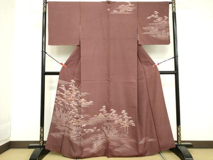 平和屋着物■訪問着 紬地 流水松文 正絹 逸品 DABE7895cd