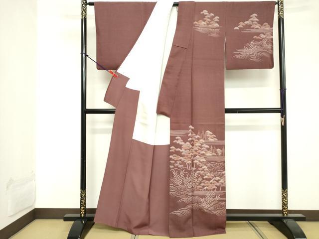 平和屋着物■訪問着 紬地 流水松文 正絹 逸品 DABE7895cd