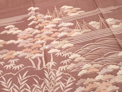 平和屋着物■訪問着 紬地 流水松文 正絹 逸品 DABE7895cd