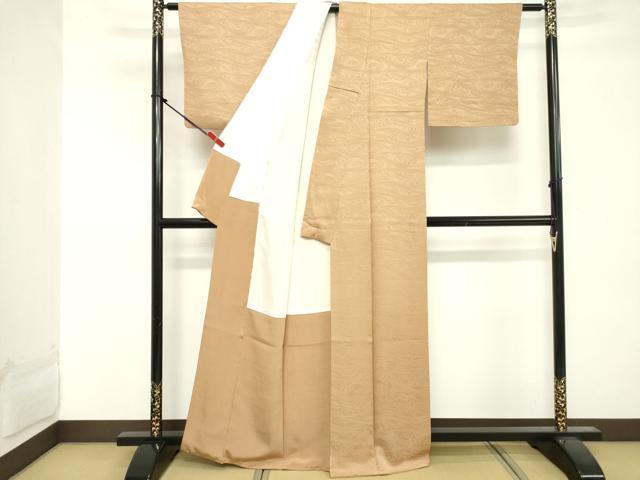 平和屋着物■上質な色無地 荒波地紋 伽羅色 正絹 逸品 DABE7896cd