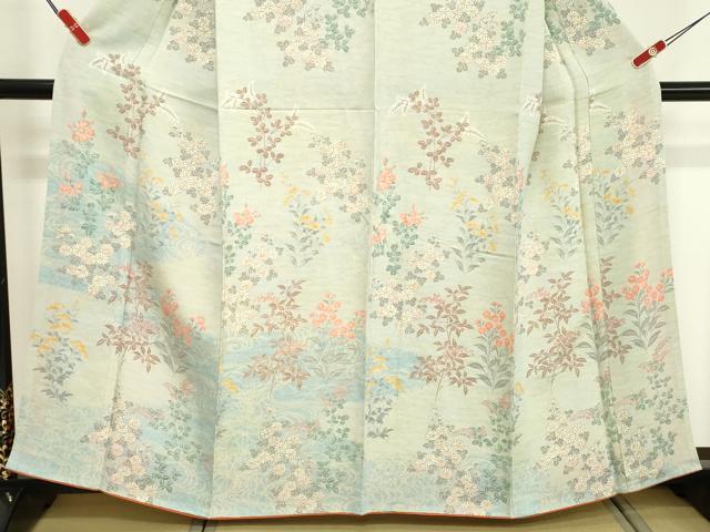 平和屋着物■訪問着 草花文 鬼しぼ縮緬 正絹 逸品 DABE7899cd