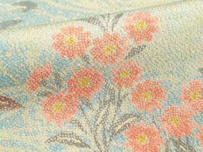 平和屋着物■訪問着 草花文 鬼しぼ縮緬 正絹 逸品 DABE7899cd