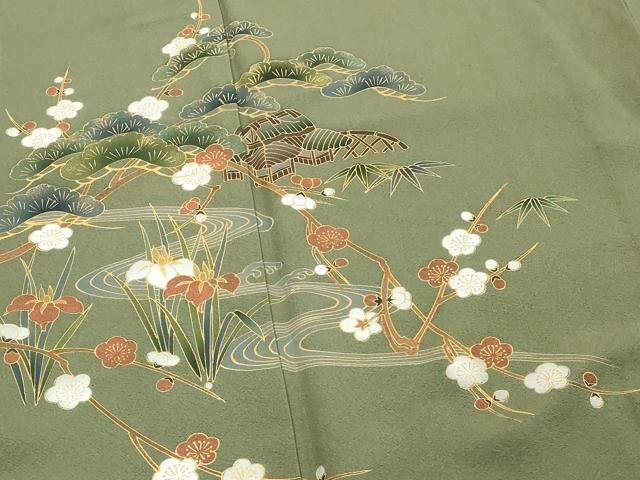 平和屋着物■訪問着 風景文 松竹梅 金彩 正絹 逸品 DABE7905cd