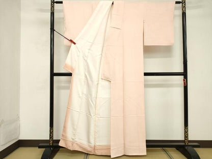 平和屋着物■上質な色無地 草葉地紋 桜色 正絹 逸品 DABE7906cd