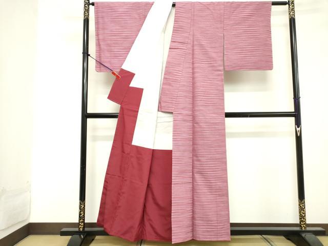 平和屋着物■上質な紬 横段文 正絹 逸品 DABE7916cd