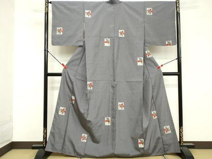 平和屋着物■上質な紬 色紙花文 正絹 逸品 未使用 DABE7922cd