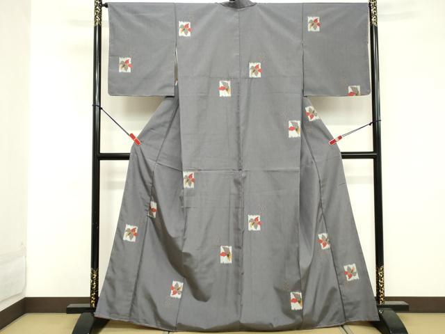 平和屋着物■上質な紬 色紙花文 正絹 逸品 未使用 DABE7922cd