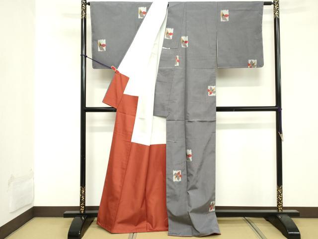 平和屋着物■上質な紬 色紙花文 正絹 逸品 未使用 DABE7922cd