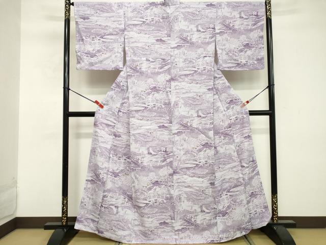 平和屋着物■上質な小紋 風景文 洗える着物 未使用 DABE7924cd