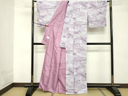 平和屋着物■上質な小紋 風景文 洗える着物 未使用 DABE7924cd