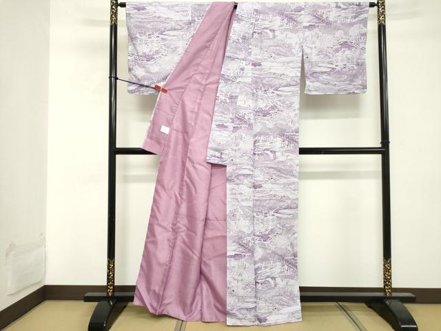 平和屋着物■上質な小紋 風景文 洗える着物 未使用 DABE7924cd