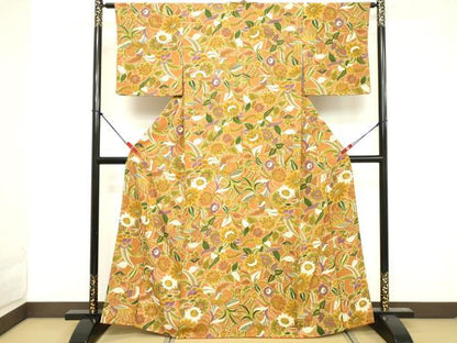 平和屋着物■上質な小紋 手描き 花鳥文 正絹 逸品 DABE7935cd