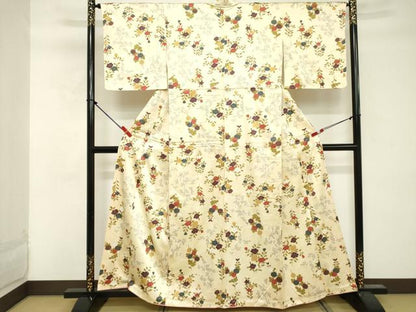 平和屋着物■上質な小紋 草花文 金彩 正絹 逸品 DABE7936cd