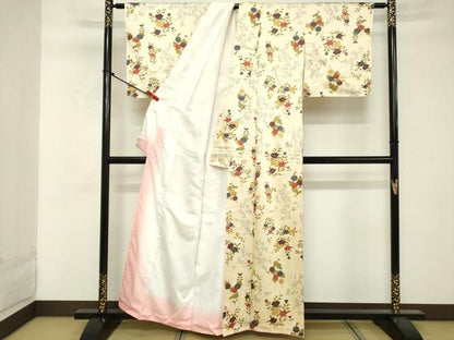 平和屋着物■上質な小紋 草花文 金彩 正絹 逸品 DABE7936cd