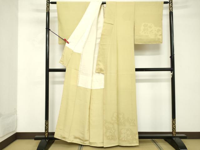 平和屋着物■無地絵羽訪問着 草花地紋 蒸栗色 正絹 逸品 DABE7940cd