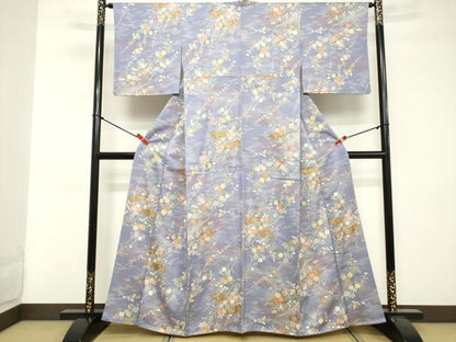 平和屋着物■上質な小紋 流水枝花文 暈し染め 金彩 正絹 逸品 DABE7947cd