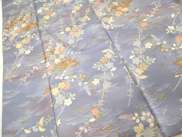 平和屋着物■上質な小紋 流水枝花文 暈し染め 金彩 正絹 逸品 DABE7947cd