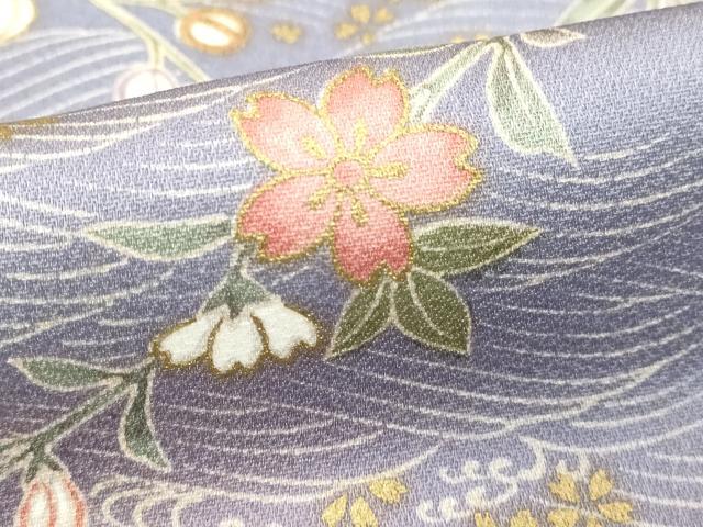 平和屋着物■上質な小紋 流水枝花文 暈し染め 金彩 正絹 逸品 DABE7947cd