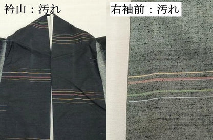 平和屋着物■上質な紬 横段文 正絹 逸品 DABE7949cd