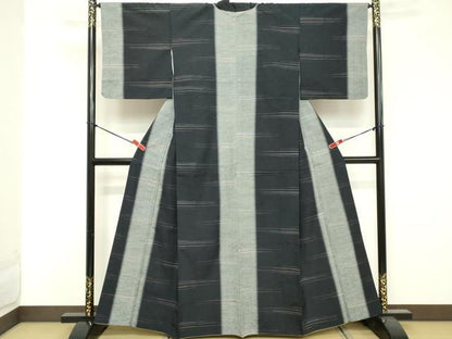 平和屋着物■上質な紬 横段文 正絹 逸品 DABE7949cd