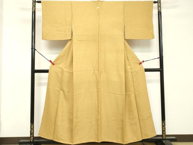 平和屋着物■上質な色無地 霞地紋 支子色 正絹 逸品 DABE7957cd