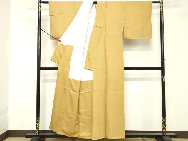 平和屋着物■上質な色無地 霞地紋 支子色 正絹 逸品 DABE7957cd