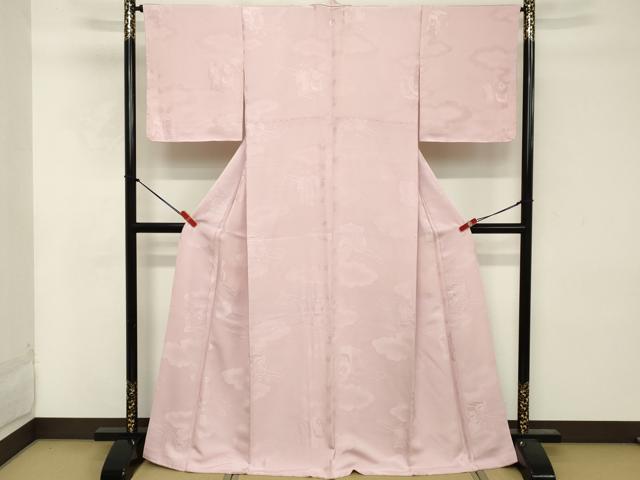 平和屋着物■上質な色無地 御所車地紋 薄桜色 正絹 逸品 DABE7962cd