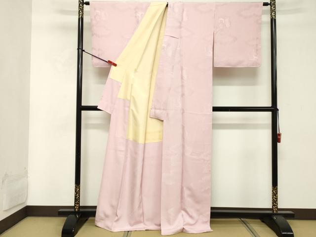 平和屋着物■上質な色無地 御所車地紋 薄桜色 正絹 逸品 DABE7962cd