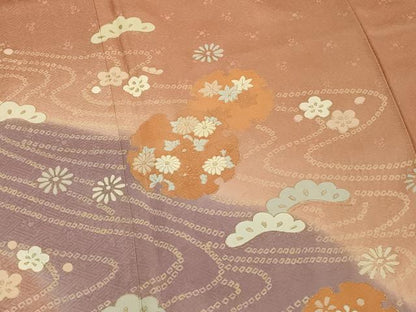 平和屋着物■訪問着 絞り 雪輪花文 暈し染め 金彩 正絹 逸品 DABE7965cd