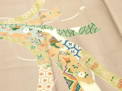 平和屋着物■訪問着 刺繍 吉祥花文 金糸 正絹 逸品 DABE7975cd