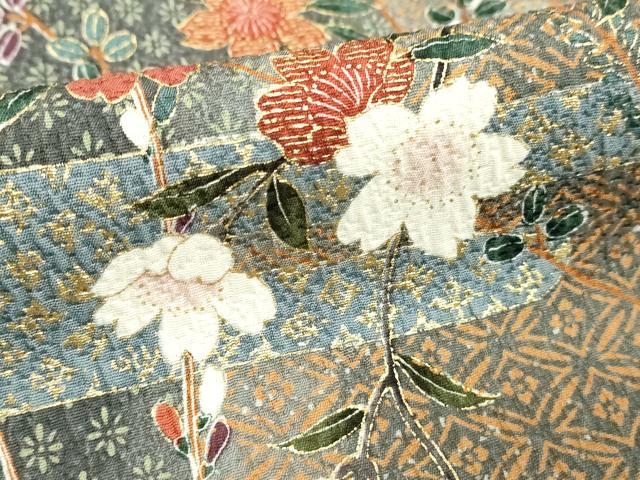 平和屋着物■上質な小紋 エ霞花文 暈し染め 金彩 正絹 逸品 未使用 DABE7985cd