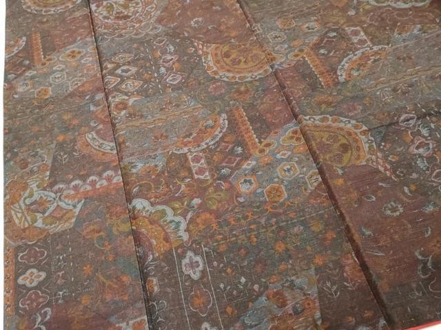 平和屋着物■上質な小紋 紬地 切嵌花文 正絹 逸品 DABE7986cd